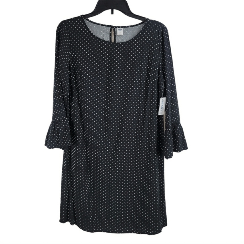 Old Navy black and white Polka Dot Ruffle Sleeve Dress